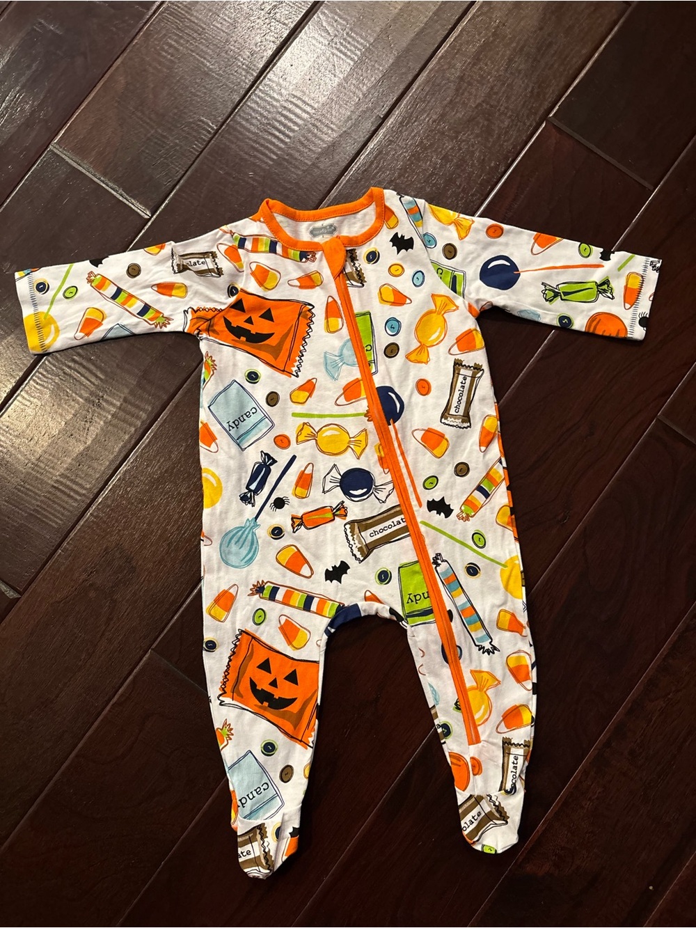 Mud Pie baby 6-9m Halloween sleeper romper pumpkin jack o'lantern trick or treat